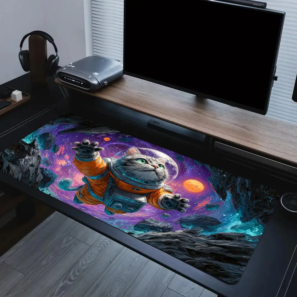 Fun Space Cats Mouse Pad Large Computer Office Game Table Mats Rubber Anti-slip XXL Mouse Mat HDP Long Desk Pads Extended pad