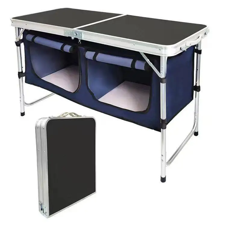 Folding Table with Canopy & Storage - Portable Lightweight for Camping, Markets & Home