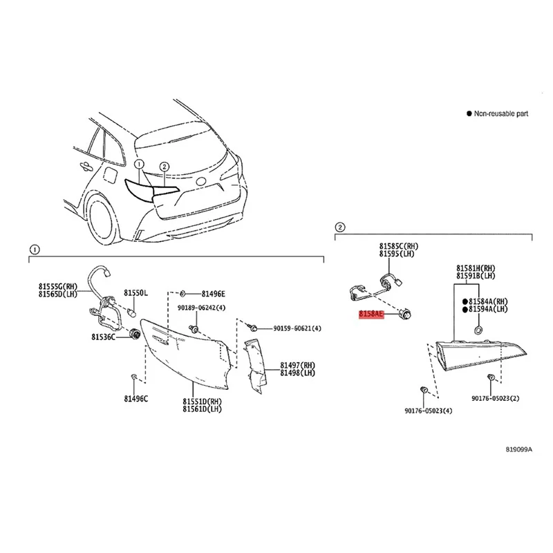 8158A-12260 Rear Brake Taillight LED RR Combination Light Source Module for Toyota Prius Corolla Hilux Yaris Aygo Noah