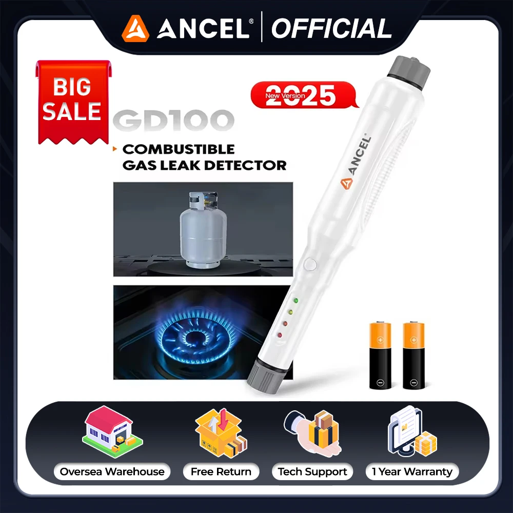 

ANCEL GD100 Combustible Gas Leak Detector Pen with Audible & Visual Alarm Portable Car Pipe Leak Emissions Gas Analyzers Tools