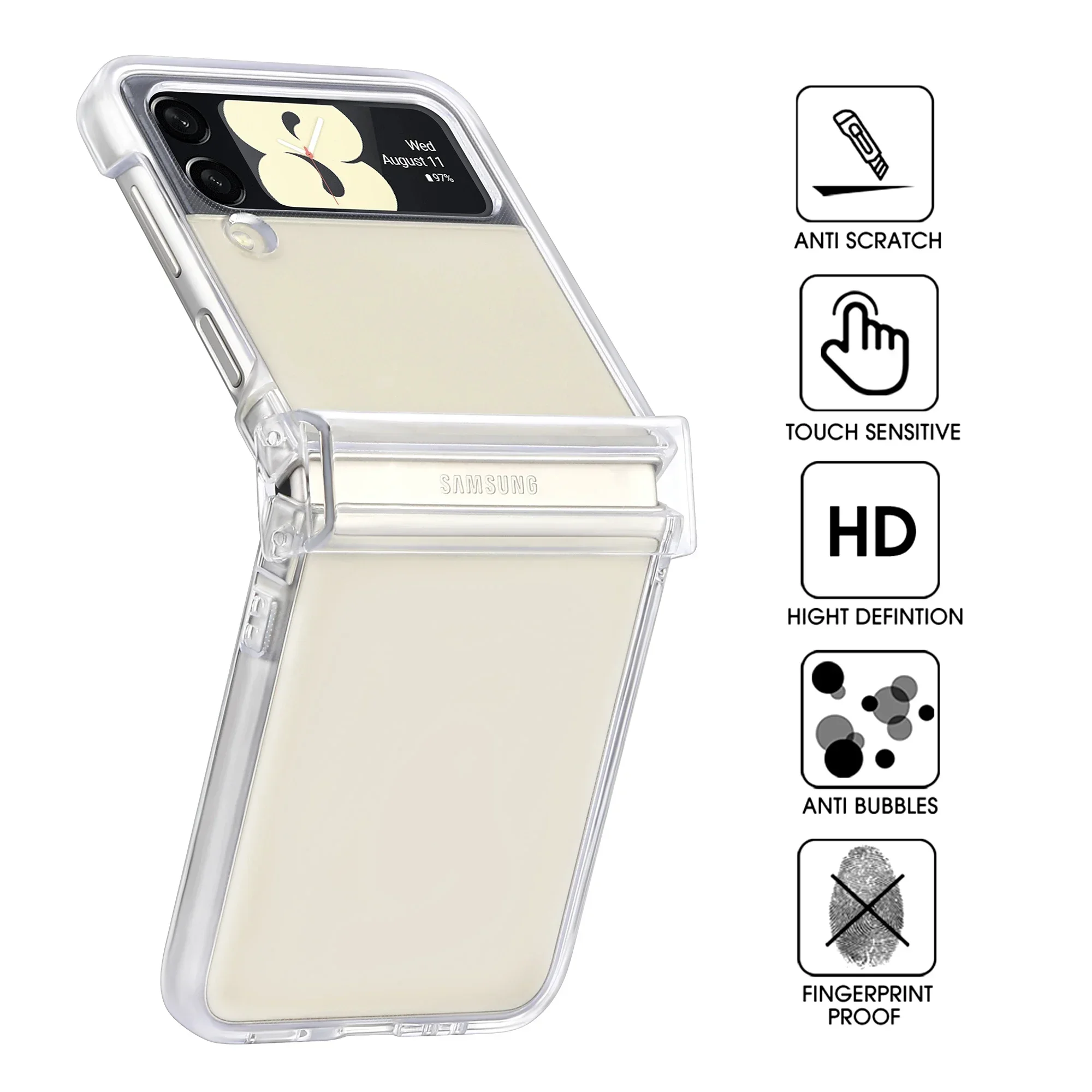 For Samsung Z Flip 6 4 5 3 Flip5 Flip3 flip6 Clear Hinge Case for Samsung Galaxy Z Flip4 Flip 4 Folding Transparent Phone Bag