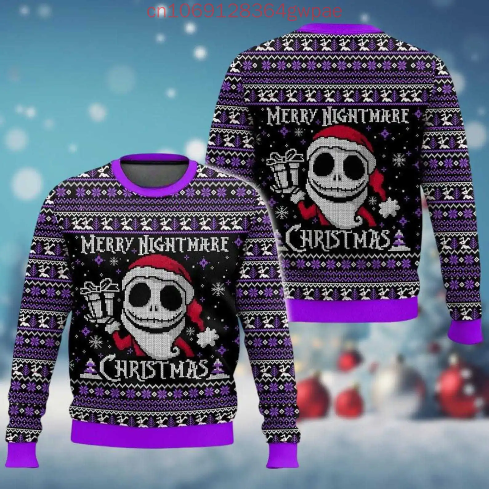 Jack Skellington Christmas Ugly Sweaters Disney Nightmare Before Christmas 3D Print Fashion Men's Womens Christmas Ugly Sweaters