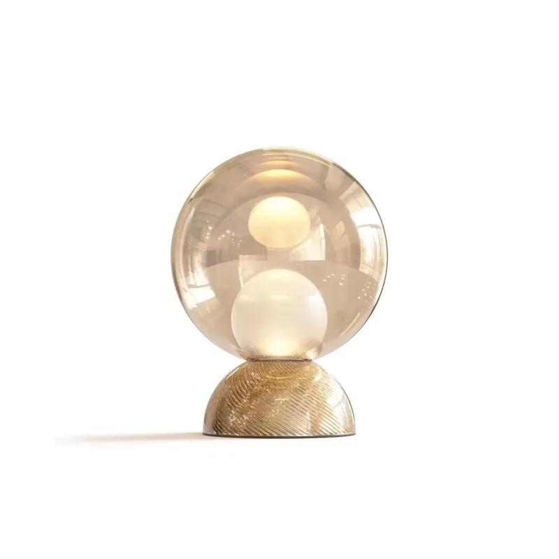 Modern minimalist bedroom bedside lamp with metal base and glass body, suitable for living room and bedroom