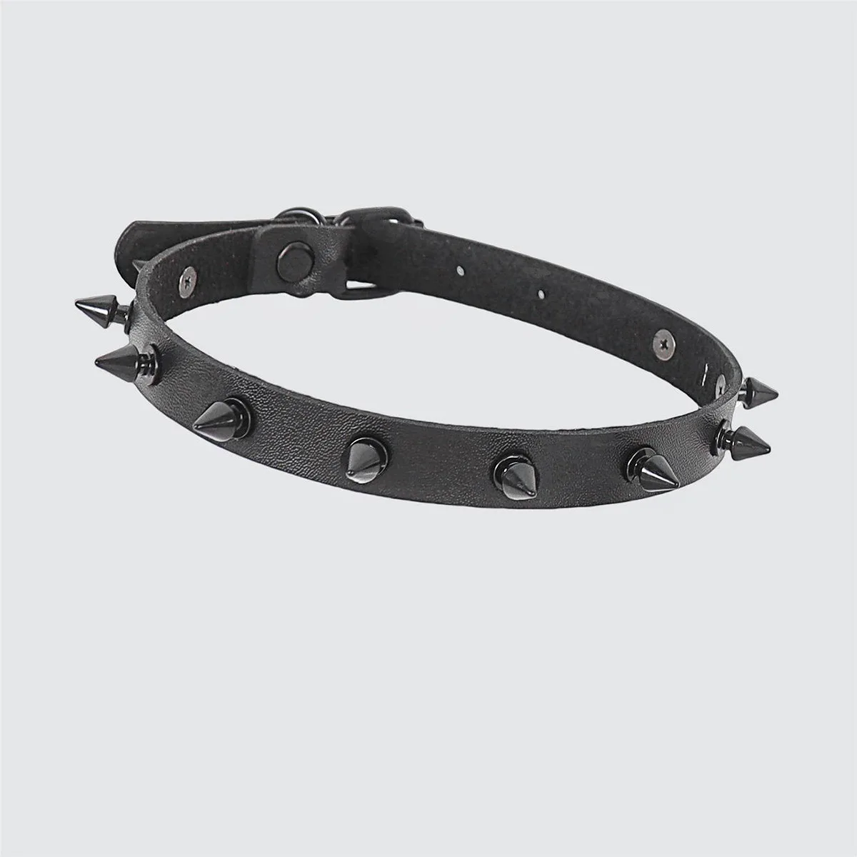 Individuality Fashion Punk Gothic Dark Simple Night club Hip hop Rivet Spike PU Choker Cortex Leather Pendant