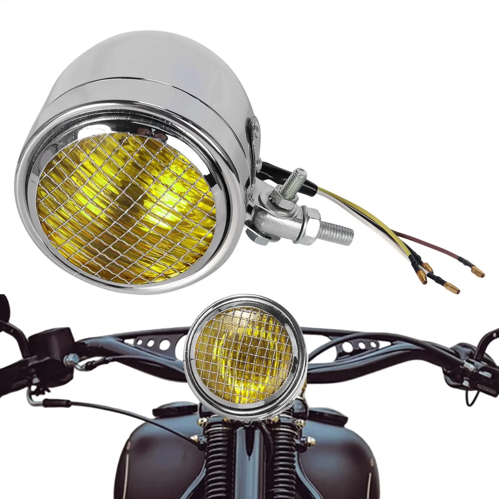 

Motorcycle Headlight Assembly Vintage Alloy Shell Lighting Bright Motorcycle Headlight For Bike Riding Night Driving Outdoor