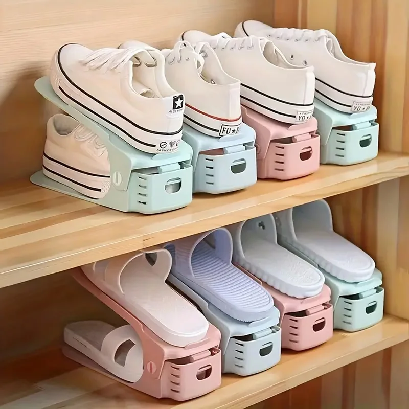 10pcs/6pcs/4pcs Shoe Rack Shoe Rack Simple Modern Double-layer One-piece Adjustable Home Dormitory Porch Shoe Bracket