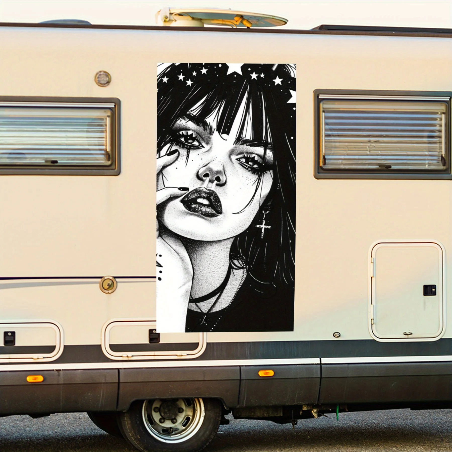 

Готическая темная стильная наклейка на дверь автомобиля для дома на колесах, ПВХ, самоводонепроницаемая палка, яркие автомобильные внешние аксессуары, защита декора