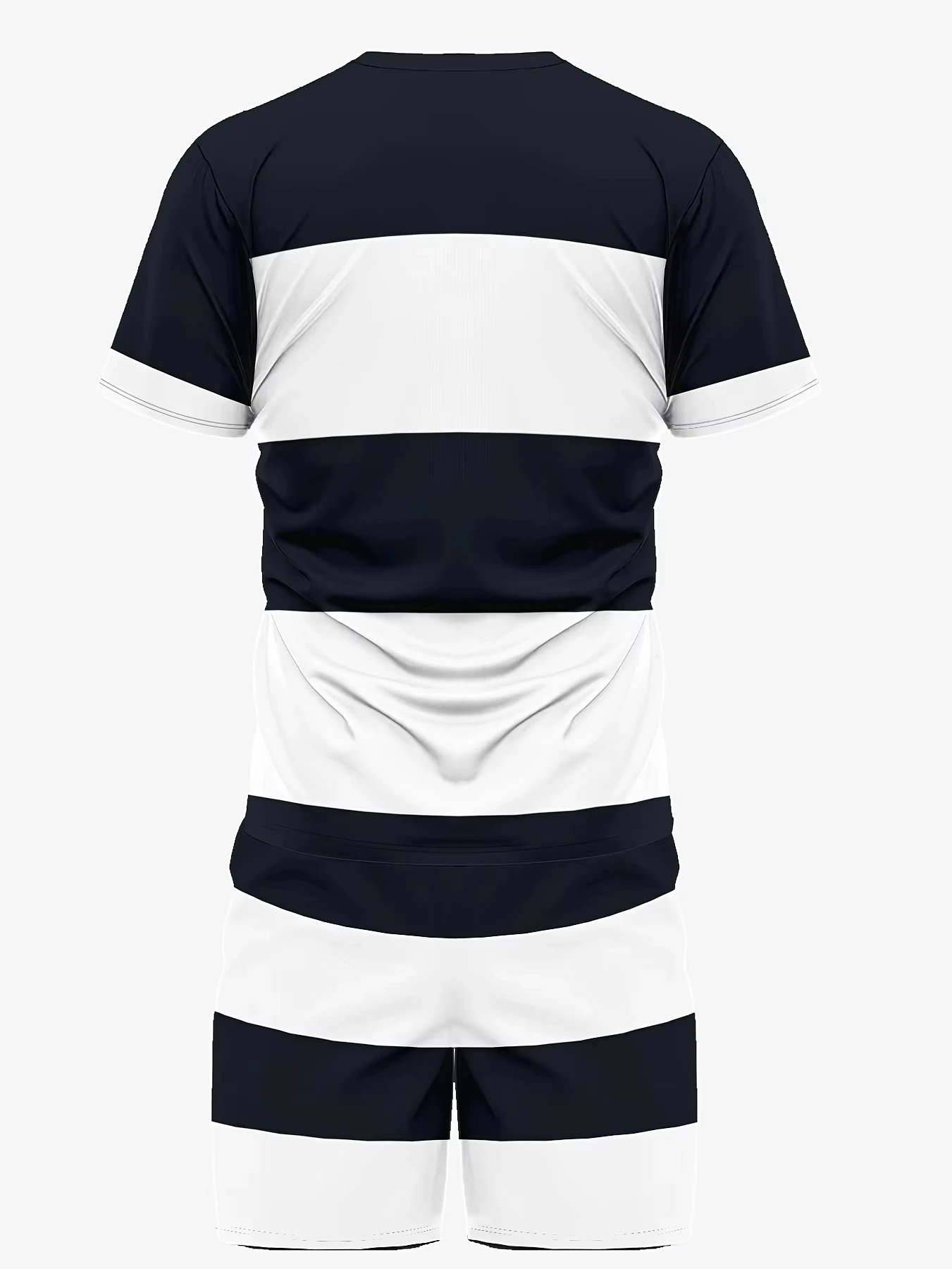 طقم شورت تي شيرت صيفي مخطط بطباعة صغيرة مرنة تسمح بمرور الهواء برقبة دائرية للرجال طقم كاجوال للاستخدام الخارجي