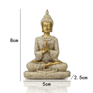 Sand Buddha Statue, Harzhandwerk, Wohnzimmer, Eintritt, Hausdekoration, Südostasien, Skulptur, Meditation, Bodhisattva 8 Hauptverkäufe fossiler Harz - №3