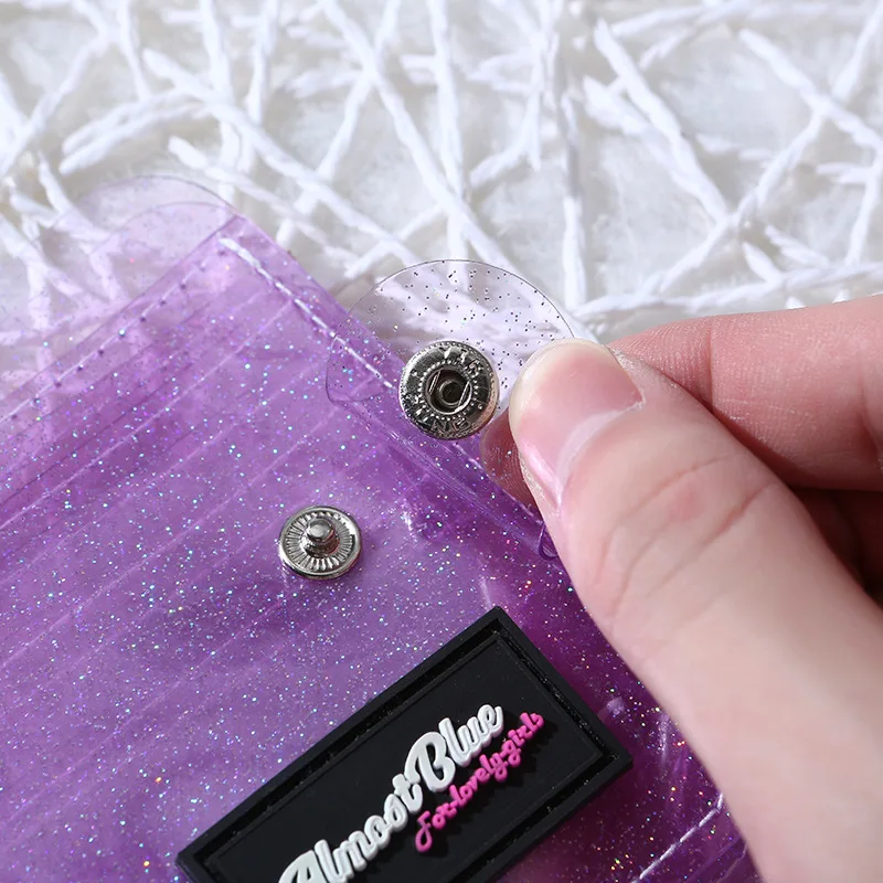 Monedero de PVC de colores claros para mujer y niña, monedero con láser para identificación de autobús, tarjetero de crédito comercial, bolsa pequeña plegable, billetera para dinero