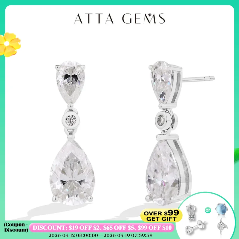 

ATTAGEMS серьги-капли с муассанитом грушевидной огранки 5,03 карата для женщин, высокое качество, стерлинговое серебро 925 пробы, помолвка, свадебные ювелирные изделия, подарок