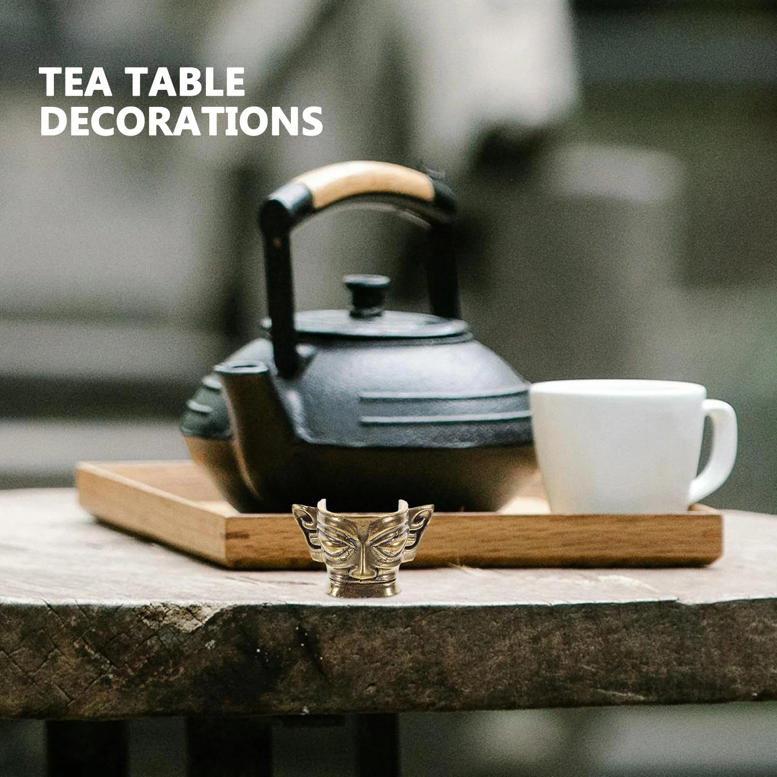 

Brass Sanxingdui Mask Tea Table Ornament Copper Tea Ceremony Statue Chinese Room Decoration Accessory Sanxingdui