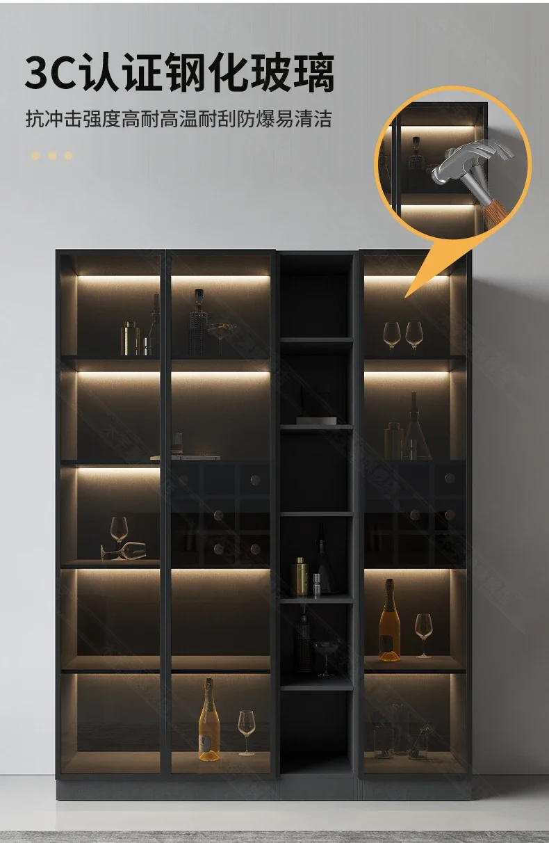 Premium Liquor Display Wine Cabinets Living Room Glass Wall Luxury Wine Cabinets Commercial Storage Botellero Vino Furniture