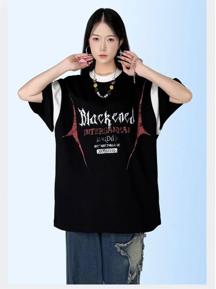 

Women'S Cotton Washed T-Shirts All-Math Loose O-Neck Tee Shirts Short Sleeve Summer Street Female Clothes