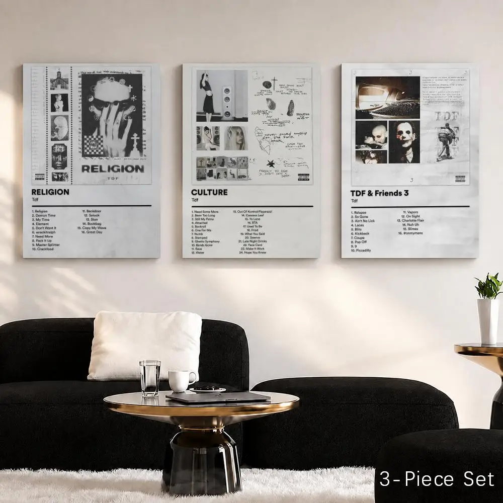 Famous Rapper T-Tdf Framed Wall Painting Canvas Poster Wall Art HD Print Home Decor Room Decoration Artwork Gift Wood Frame