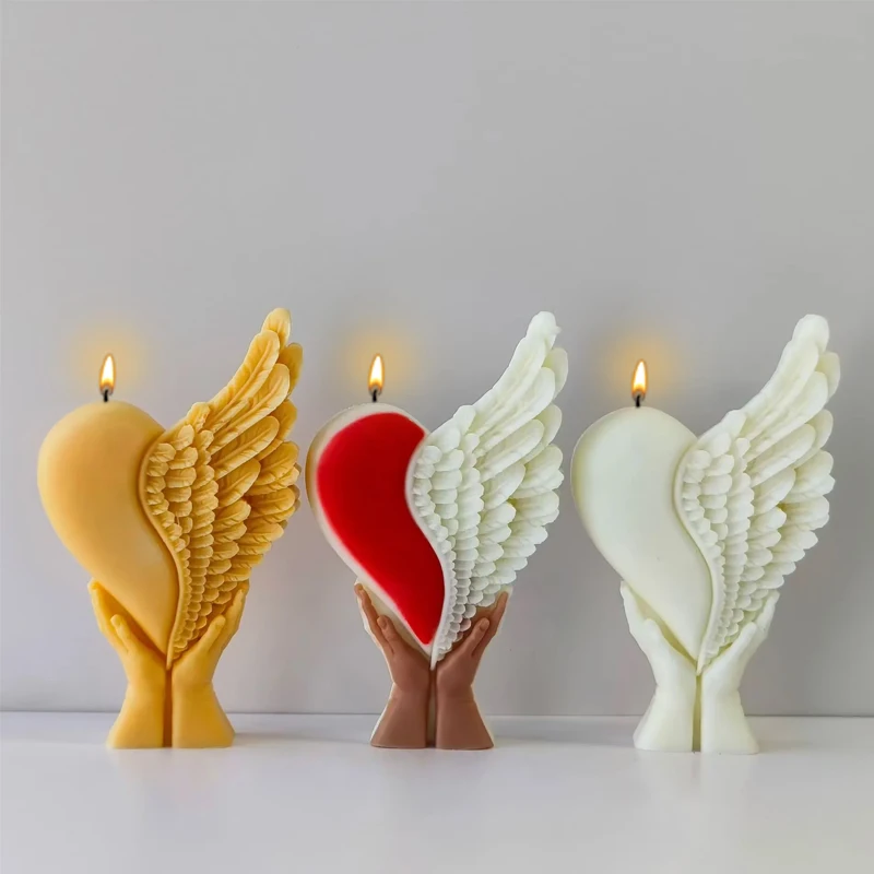 

DIY Aroma Candle Plaster Resin Molds Home Decoration Crafts Making Mold Valentine's Day Love Wings Silicone Candle Mold