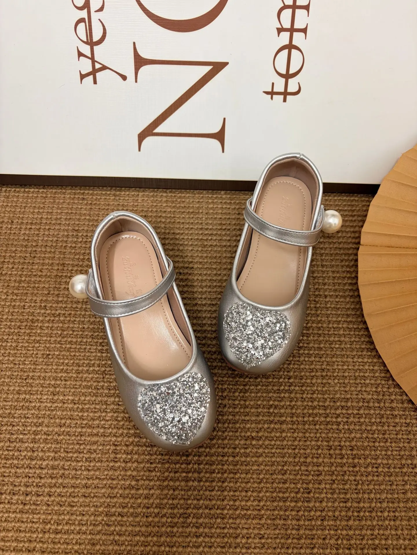 

Kids'Casual Shoes Girls PU Leather Sequin Spring Lace Fashion Outdoor High Heels Breathable Anti-slip Designer Silver Size 23-35