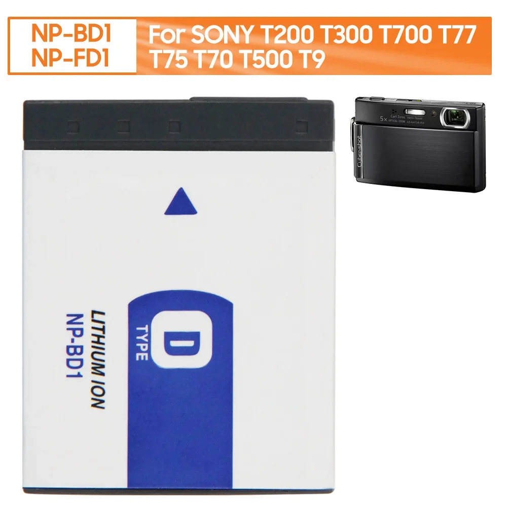 

NP-BD1 NP-FD1 Сменный аккумулятор для цифровой камеры SONY DSC-T2 TX1 T200 T300 T700 T77 T75 T70 T500 T900 T90 2,4 Втч