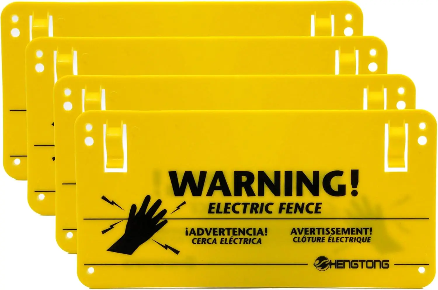 

Electric Fence Warning Signs - 4 Pcs Yellow, 9.5x4.7 Inch, Safety Sign for Farm Home