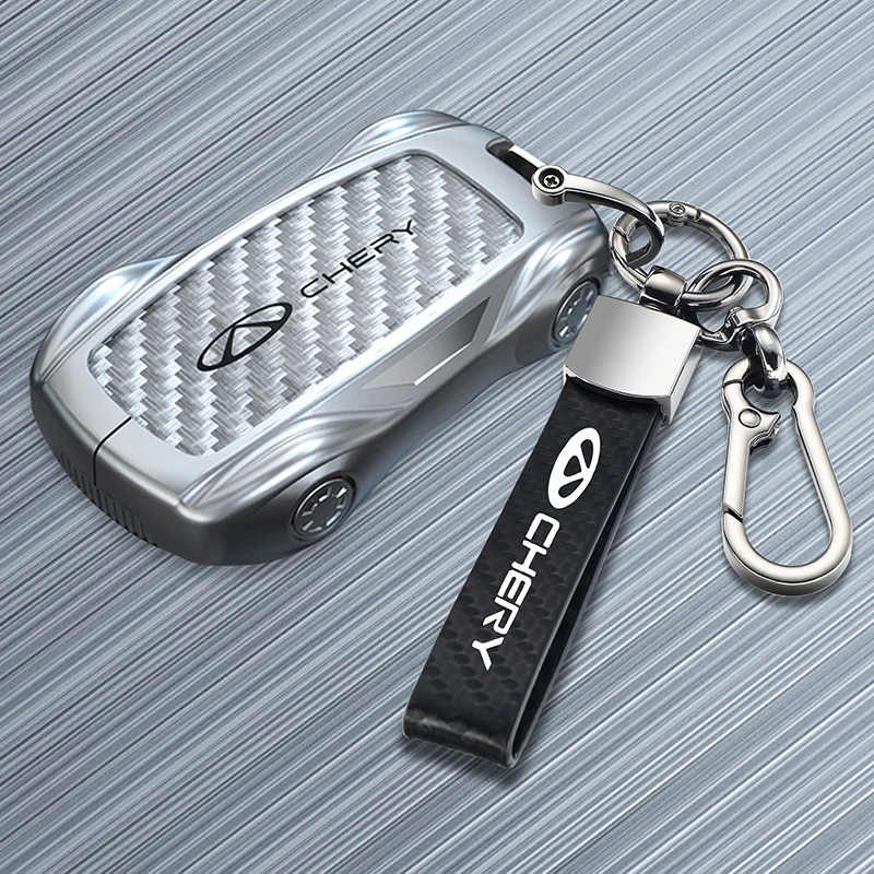 

Car Zinc Alloy Carbon Fiber Key Case Holder Chain for Chery Tiggo 8 Plus / 9 7 Explore 06 Plus / A8 / T6
