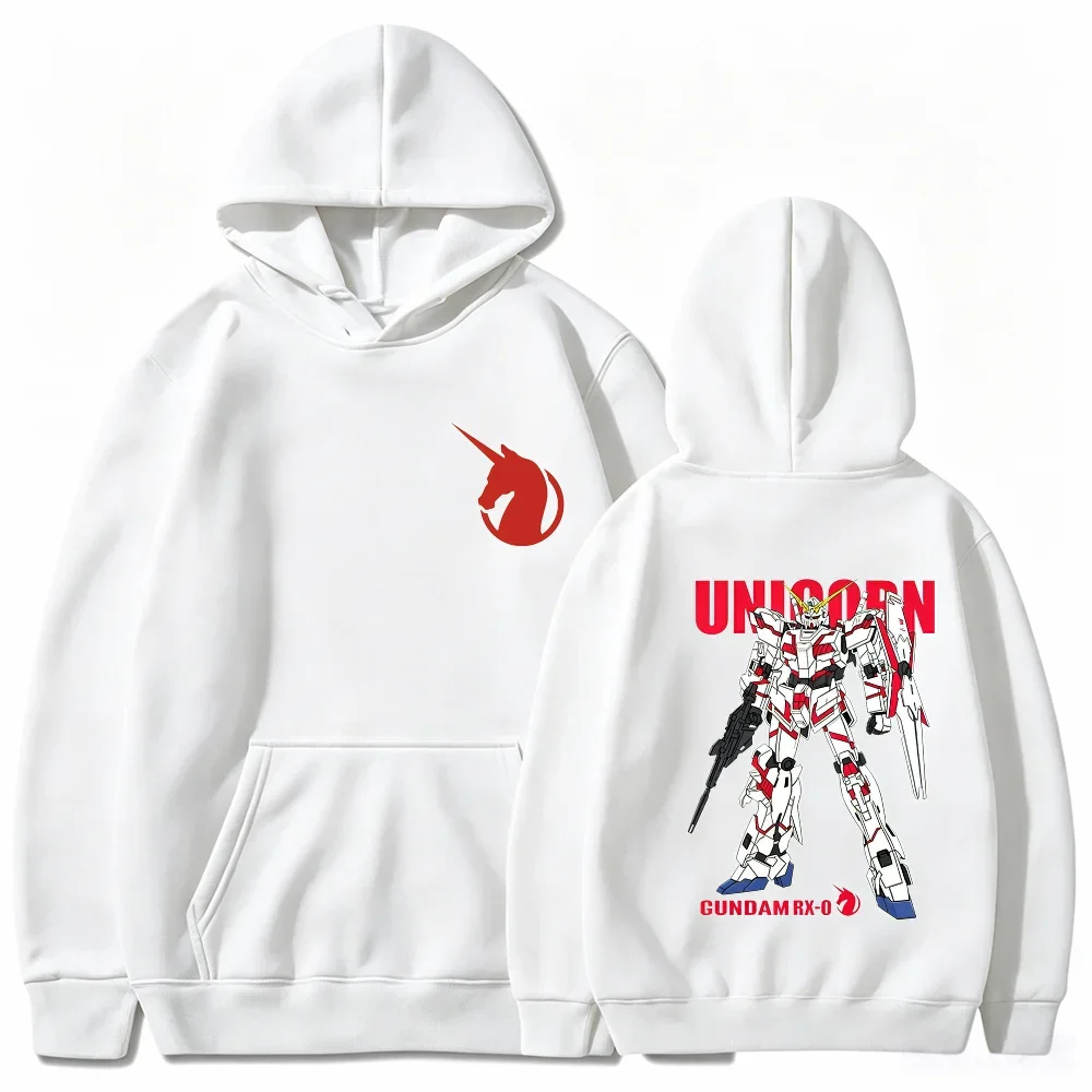 Unicorn Gundam Hoodie Mecha Robot Anime RX 0 Mobile Suit Streetwear Aesthetic Black Oversized Casual Sport Sweatshirts