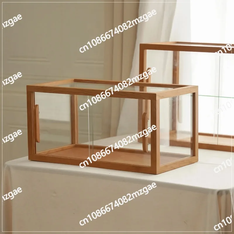 Collectible Figure Display Cabinet, Solid Wood Glass Case with Dustproof Door, Desktop Showcase Shelf for Model Decor Storage