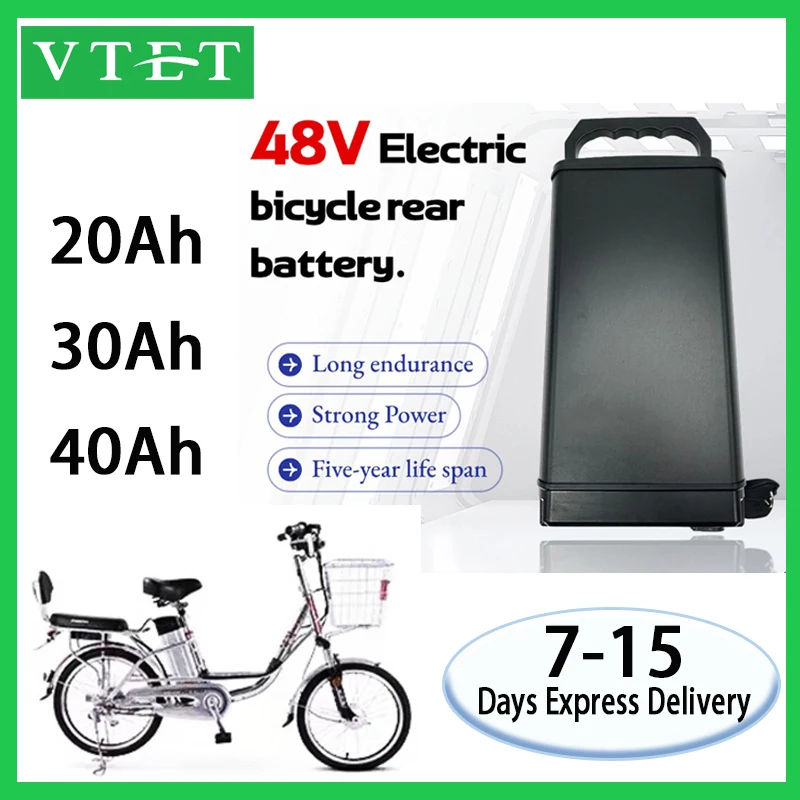 

VTET 2025 18650 48 В 20 Ач/30 Ач/40 Ач литий-ионный аккумулятор для заднего складного электромобиля, литиевая батарея большой емкости 18650 5C