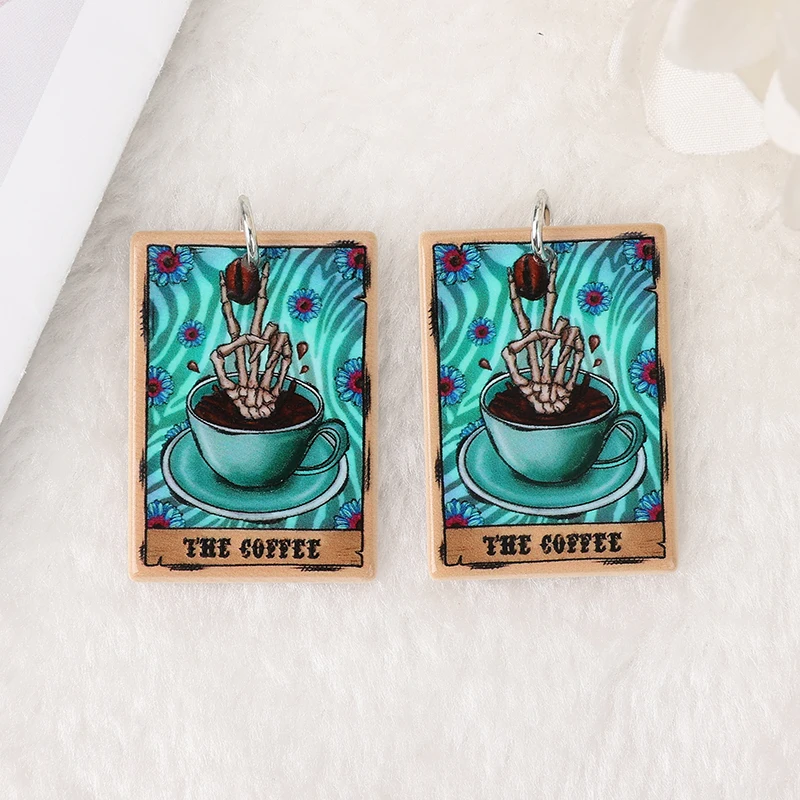 8Pcs Cowboy Tarot Card Charms Acrylic Moon Taco And Lover Pendant For Necklace DIY Making Accessories