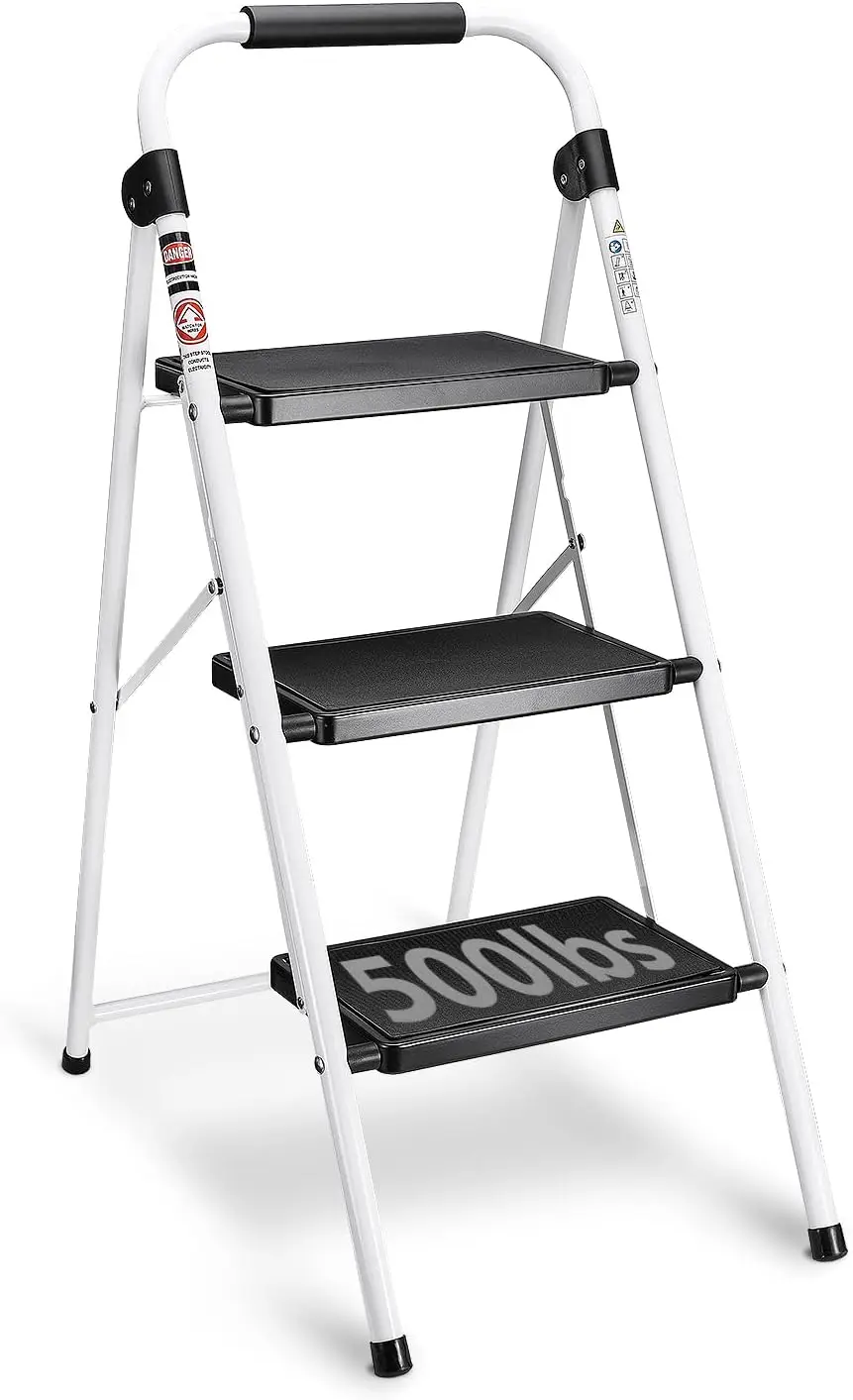 

Delxo 3 Step Ladder,Folding Step Stool for Adults with Handle, Lightweight Stepstool Perfect for Kitchen Household