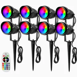 RGBW Low Voltage Landscape Light 10W 12V Waterproof Outdoor RGB Color Changing LED Landscape Spotlight for Garden Path Lawn 8pcs