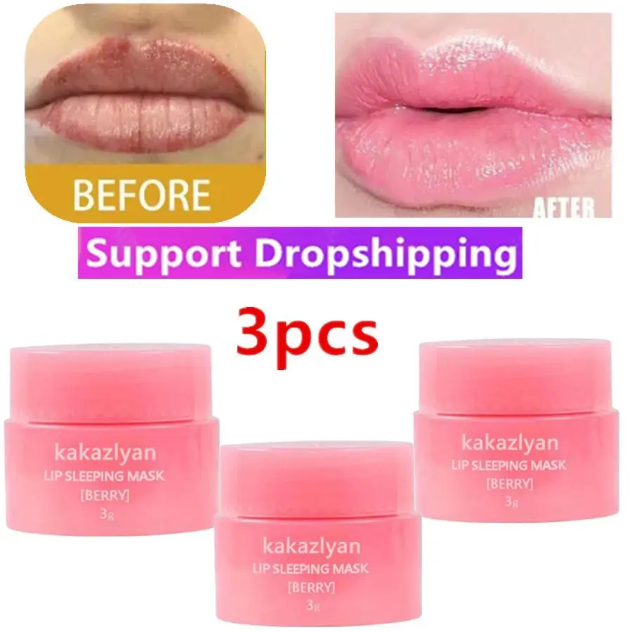 3X 3g South Korea Lip Sleep Mask Night Sleep Maintenance Moisturizing Lip Gloss Bleach Cream Nourishing Lip Care Lip Balm