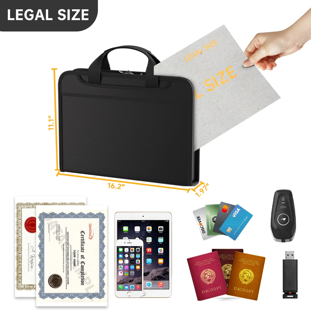 Upgrade Models Fireproof Portable Folder Multifunctional 12-Page Transparent Organ Folder Portable Document Organizer Bag