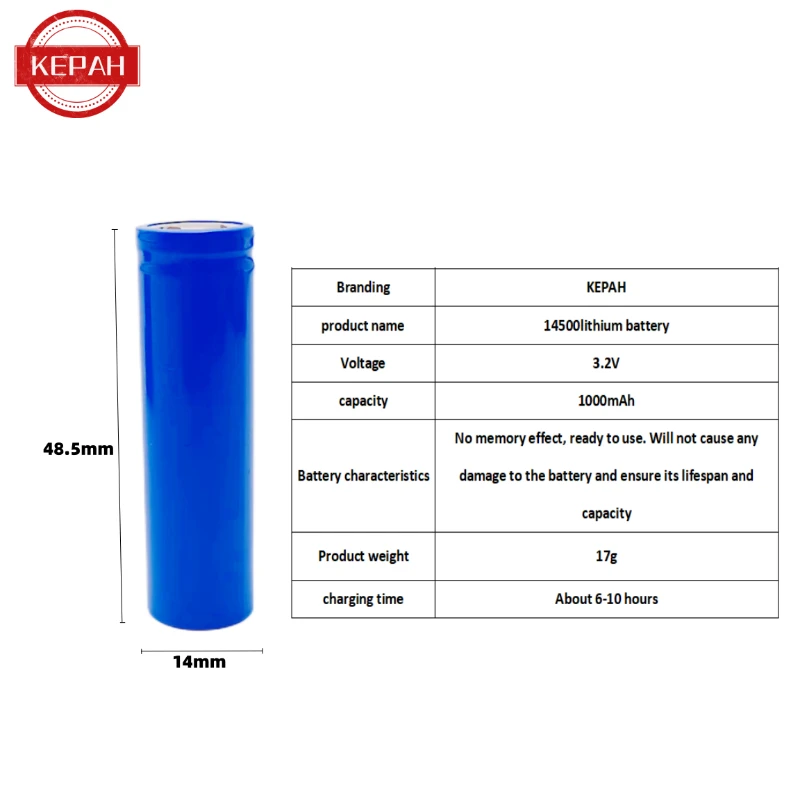 14500 duża pojemność i akumulator o dużej mocy 1450 3.2V 3.7V uniwersalny akumulator trwały 1000mAh