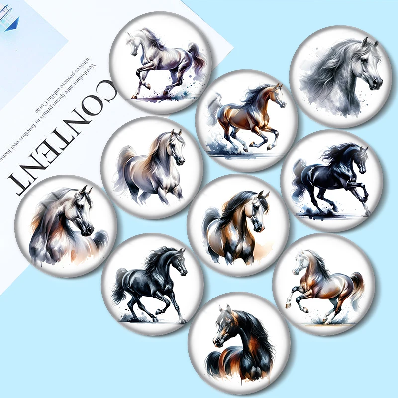 

Arabian Horse 12mm/20mm/25mm Round glass cabochon flat back Making findings for custom DIY bracelets