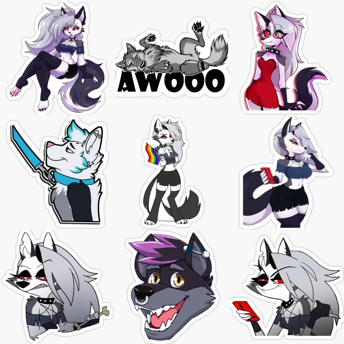 

Creative Furry Wolf PVC Waterproof Stickers Accessories for Decorate Table Car Motorcycle Off-road Helmet Camper Bumper Decal