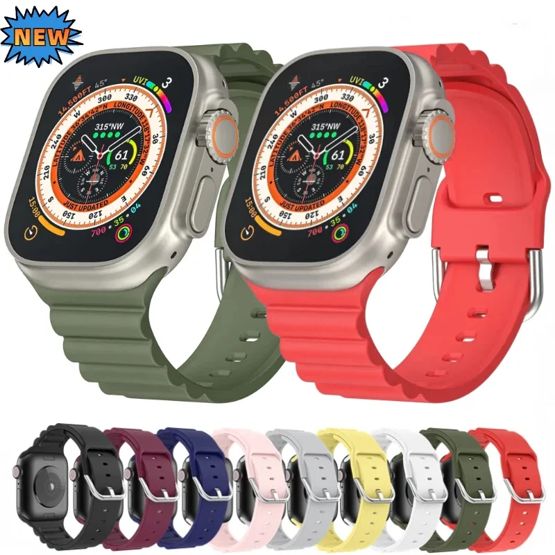 

Silicone Strap for Apple Watch Ultra 2 49mm 10 42mm 46mm 9 8 7 45mm 41mm Comfortable Band Replaceable IWatch 6 5 4 SE 44mm 40mm