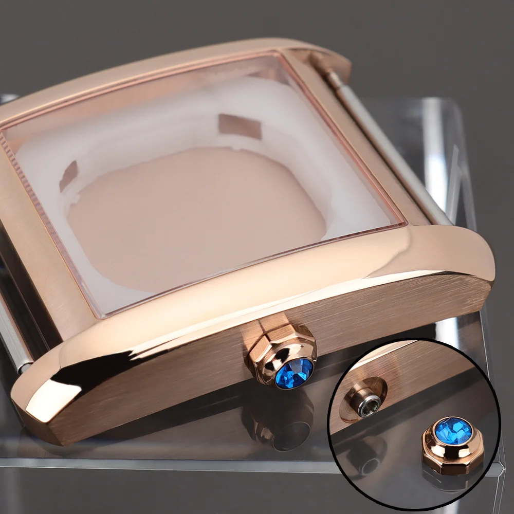 34 mm poliertes, gebürstetes Uhrengehäuse, steriles Uhrenzubehör, Zubehörteil für Miyota 2115 Quarzwerke, gewölbtes Saphirglas – Detail 11