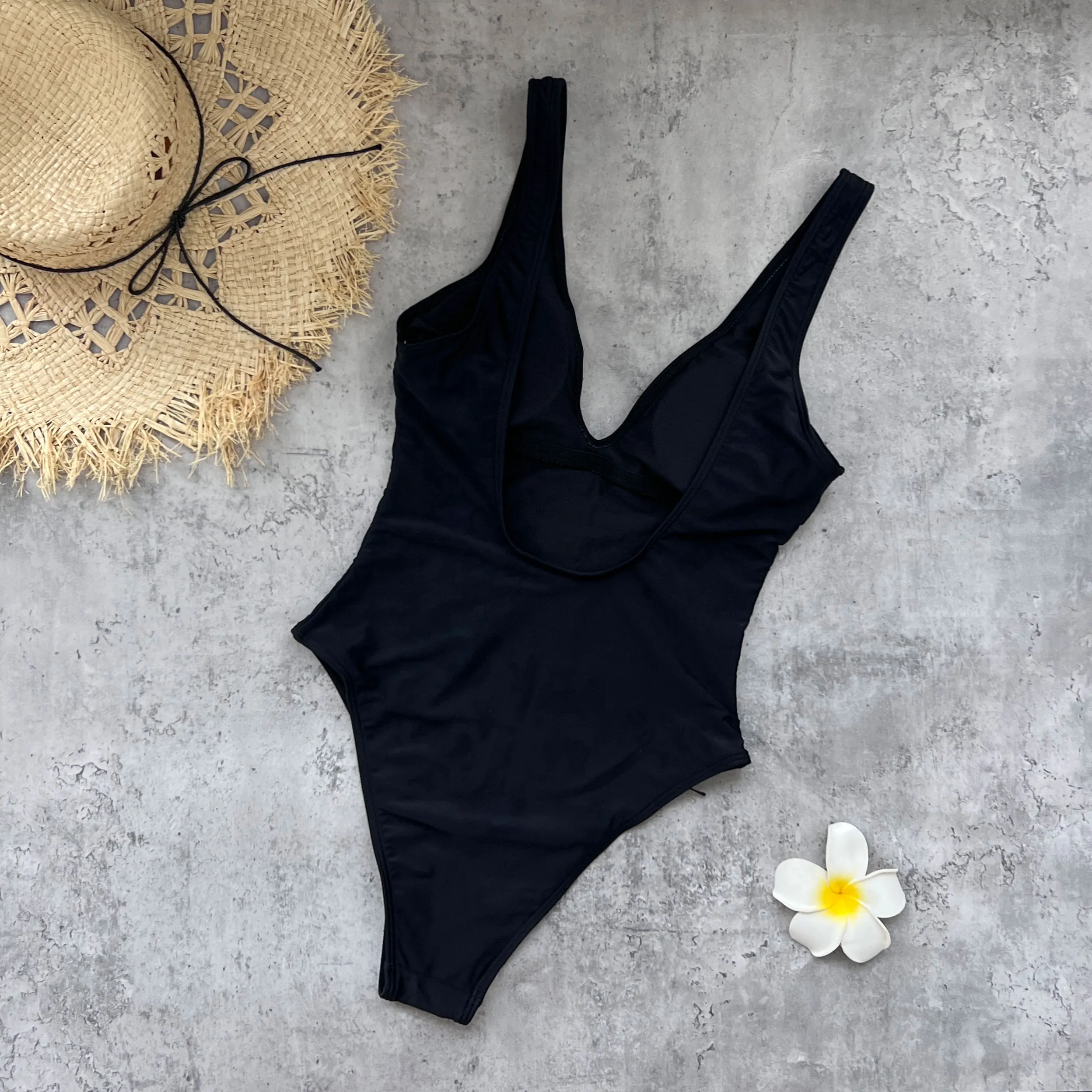 Sexy Deep V-neck One Piece Swimsuit Women Swimwear Fashion Lady Rivet Detail Bodysuit Luxury Mujer Bathing Suit Female Beachwear view 6