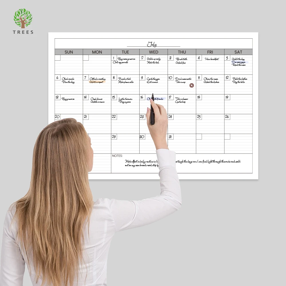 Large-Sized Monthly Planner, Undated Wall Hanging Planning Chart, Daily Plans for Each Month, 39*27 Inches, Daily Planner