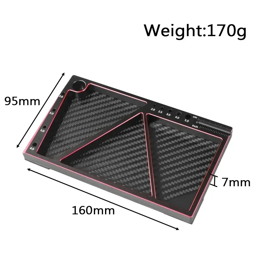 Carbon Fiber Metal Multifunction Screw Tray Nut Gasket Storage Tool Organizer for RC Car Boat Airplane Model HSP RC Car