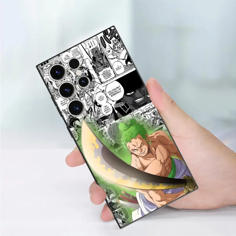قطعة واحدة من غطاء الهاتف الهزلي لوفي الأسود الناعم لهاتف سامسونج جالاكسي S25 Edge S20 S23 Ultra S21 FE S24 Plus