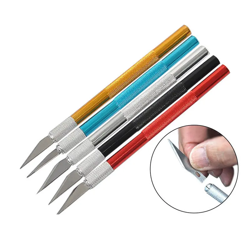 Cuchillas de cuchillo de bisturí de Color aleatorio, cortador antideslizante, grabado, artesanía, cuchillas para teléfono móvil, ordenador portátil, herramientas manuales de reparación de PCB