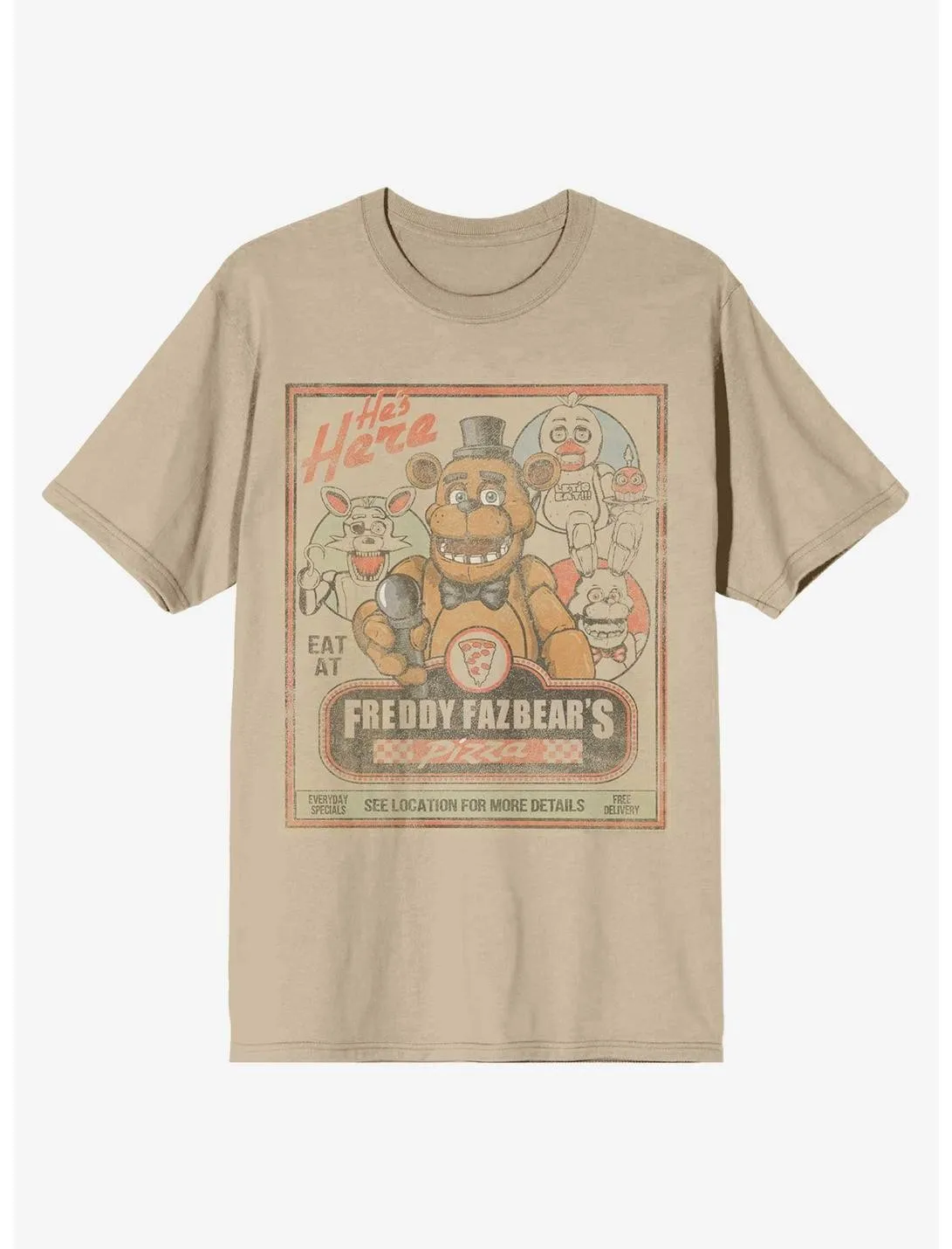 High Street Punk Print Tops Five Nights At Freddy's Freddy Fazbear's Pizza T-Shirt Top  Casual Loose Cotton T-shirt Unisex