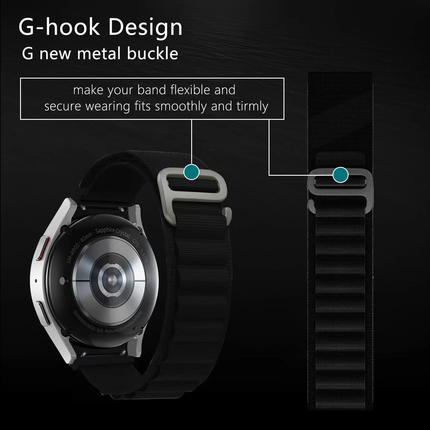 C-Type Buckle Band for Fitbit Versa 4/Versa 3/Sense/Sense 2 Band, Nylon Breathable Strap