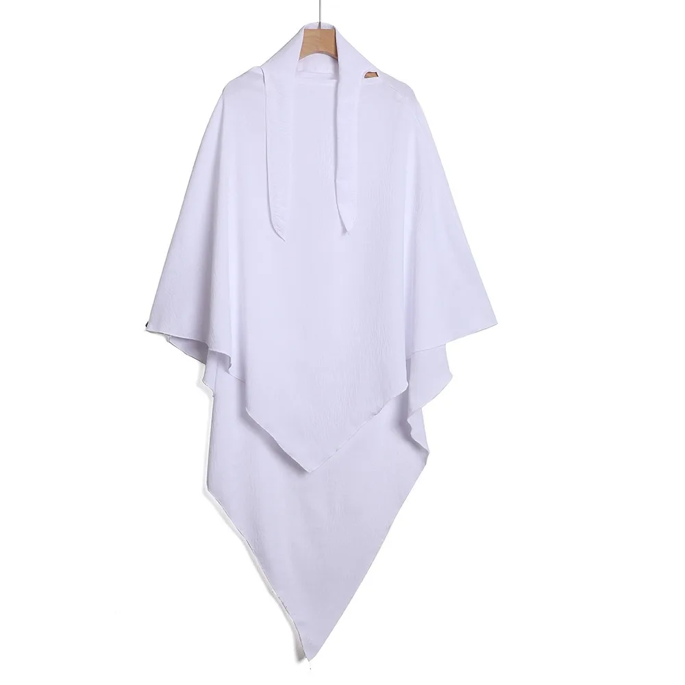 

Однотонный элегантный мусульманский головной убор: длинный готовый к ношению хиджаб для молитв, дышащий, с завязками, исламский платок для женщин