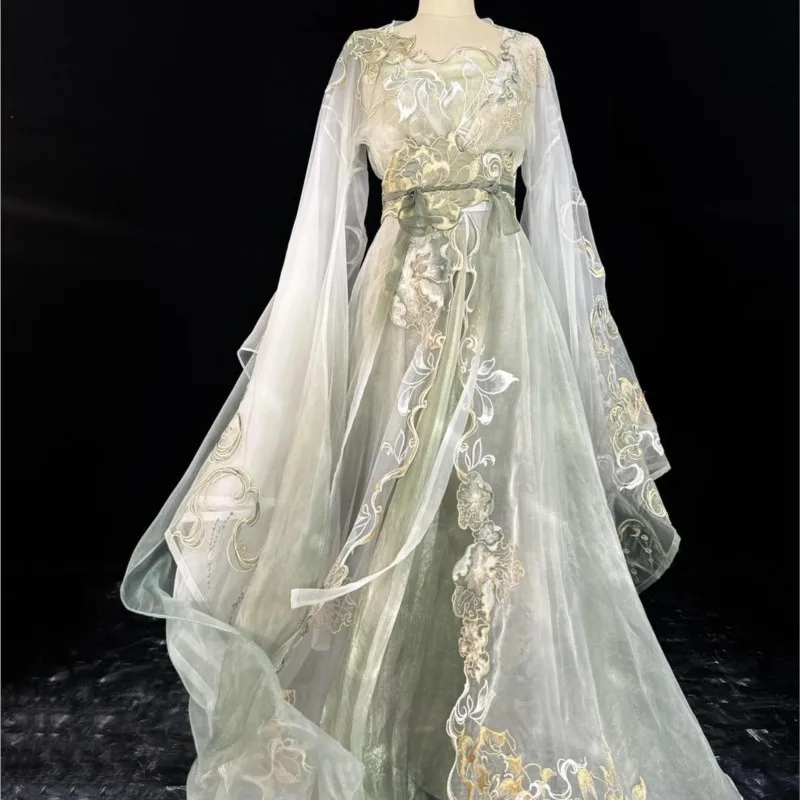 

Улучшенная новая машинная вышивка, женская китайская одежда Хань, национальный стиль, супер сказочные элементы, осенне-зимний костюм