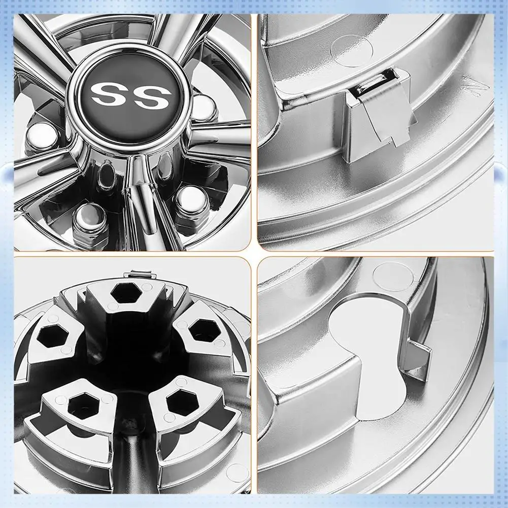 

ABMW-4Pcs Golf Cart Hubcaps,8 Inch SS Chrome Golf Cart Hub Caps,Shiny Wheel Covers Hubcaps For Yamaha,EZGO,Club Car Golf Cart