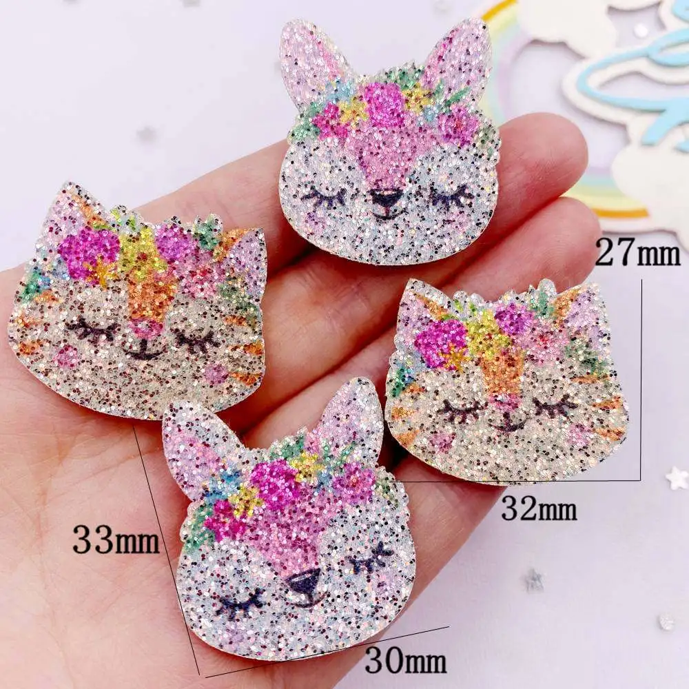 10pcs Glitter Felt Fabric Nonwovens Colorful Exquisite Fox Cat Applique DIY Sewing Patch Christma Decor Supplie Accessorie Craft