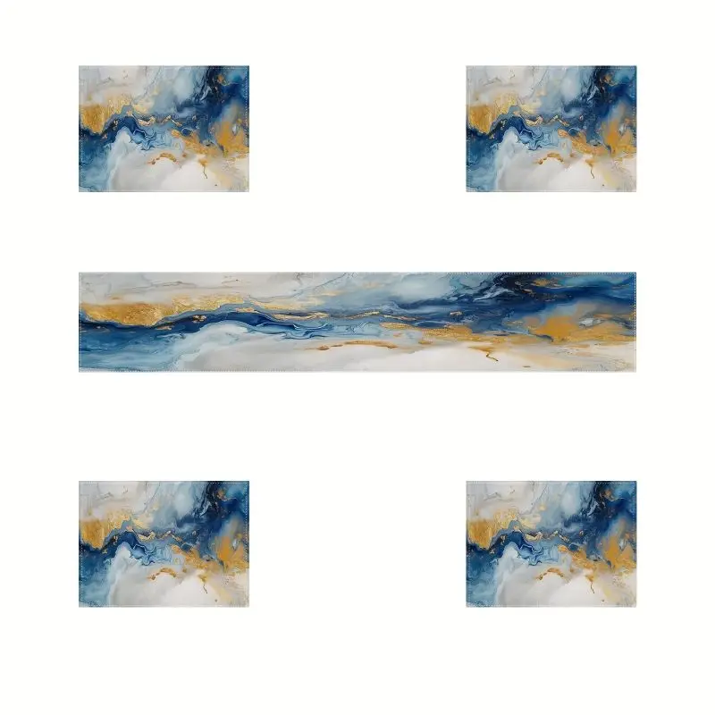 VIKAMA Light Luxury Marble Ins Style Table Flag Placemat Set Waterproof And Anti Slip Kitchen Dining Table Mat Home Decoration view 4