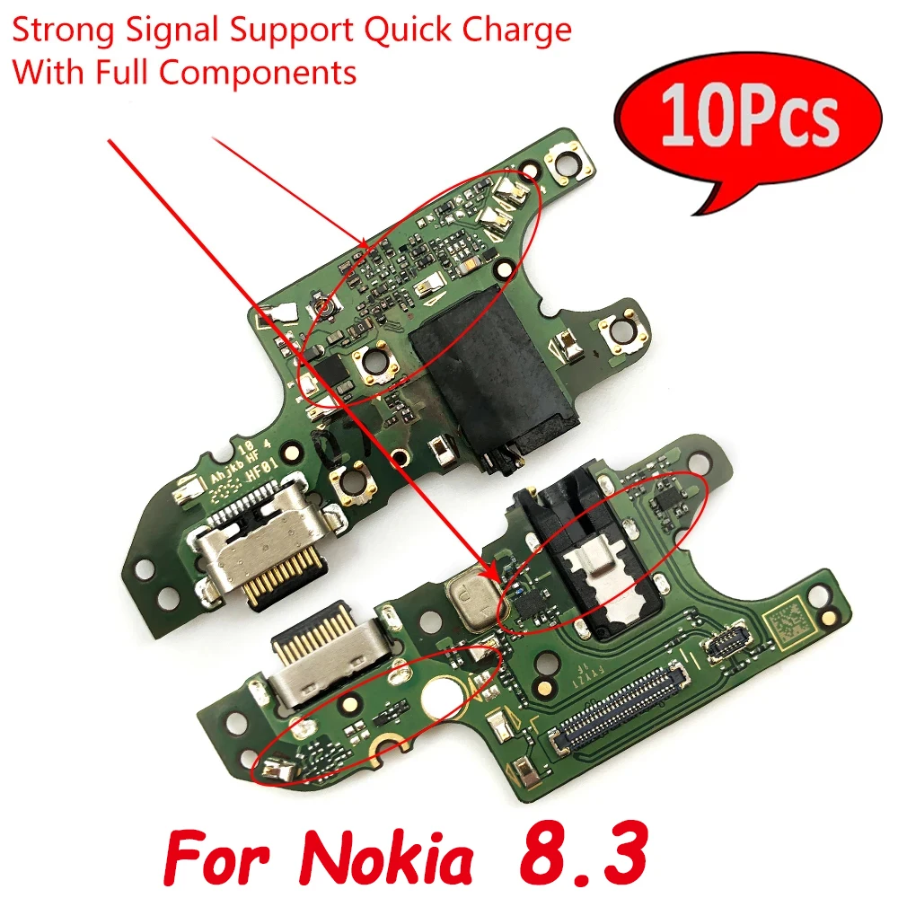 

10Pcs/Lot，NEW Tested Dock Connector USB Charger Charging Port Flex Cable Board With Microphone Replacement Parts For Nokia 8.3